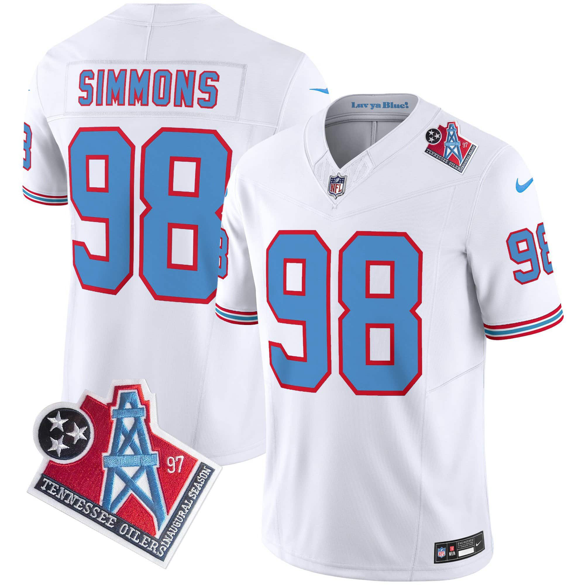 Men Tennessee Titans #98 Simmons White 1997 Throwback 2024 Nike Limited Vapor NFL Jersey->indianapolis colts->NFL Jersey
